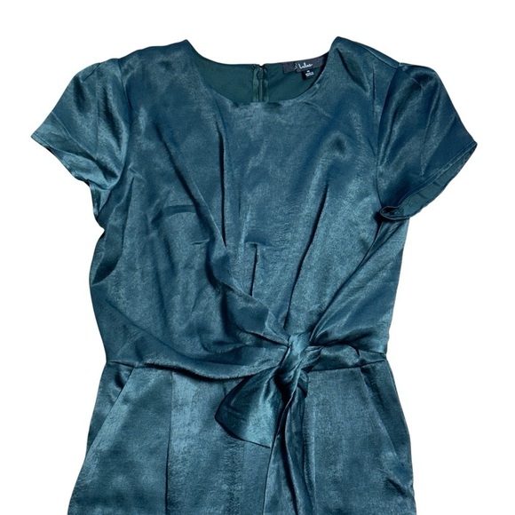 Lulus Let Me Entertain You Dark Green Satin Wide Leg Jumpsuit Women’s US M - Picture 3 of 9